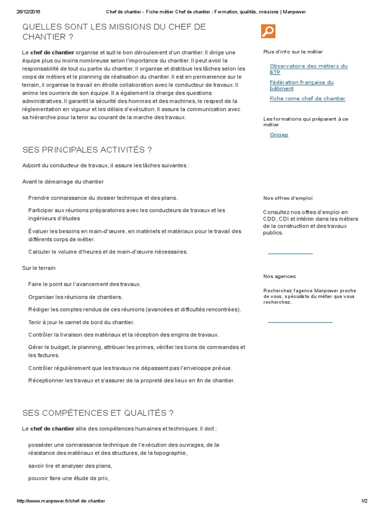 Fiche metier 1er de reception