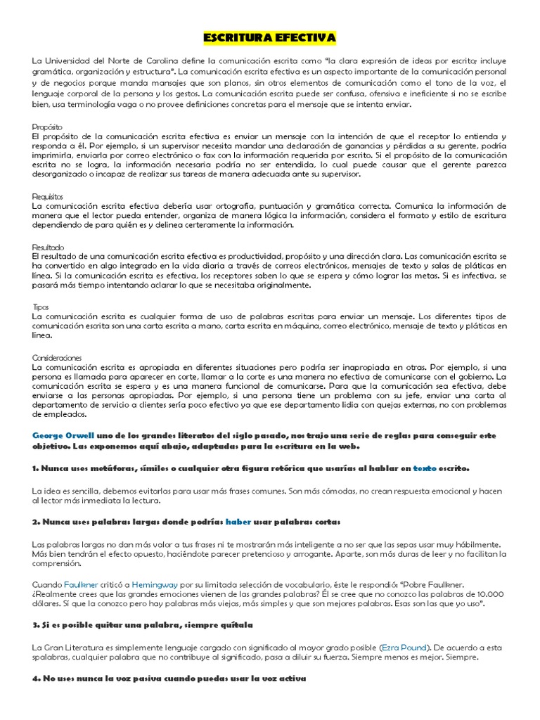 Comunicación Escrita Efectiva Elementos Clave Pdf Palabra Correo
