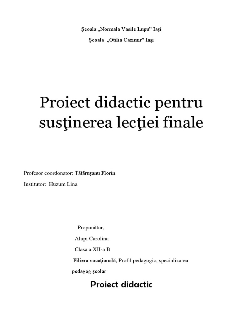 Proiect Didactic Cls Iii Educatie Plastica