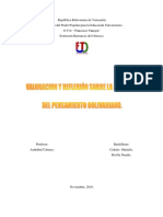 Trabajo de Neudis Valoracion y Reflexion de La Viegncia Del Pensamiento Bolivariano.