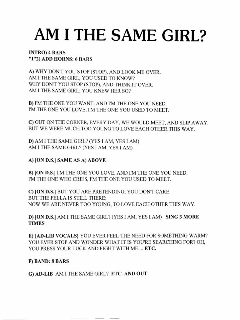 Am I The Same Girl | PDF