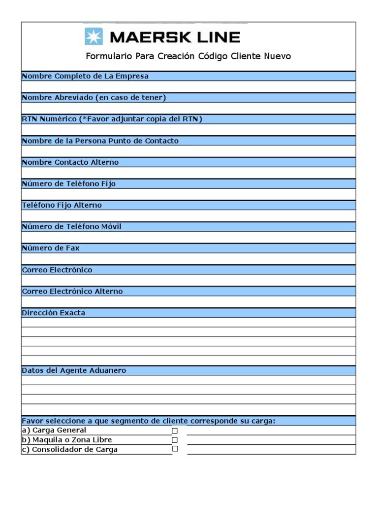 Formulario de Registro Cliente Nuevo | PDF