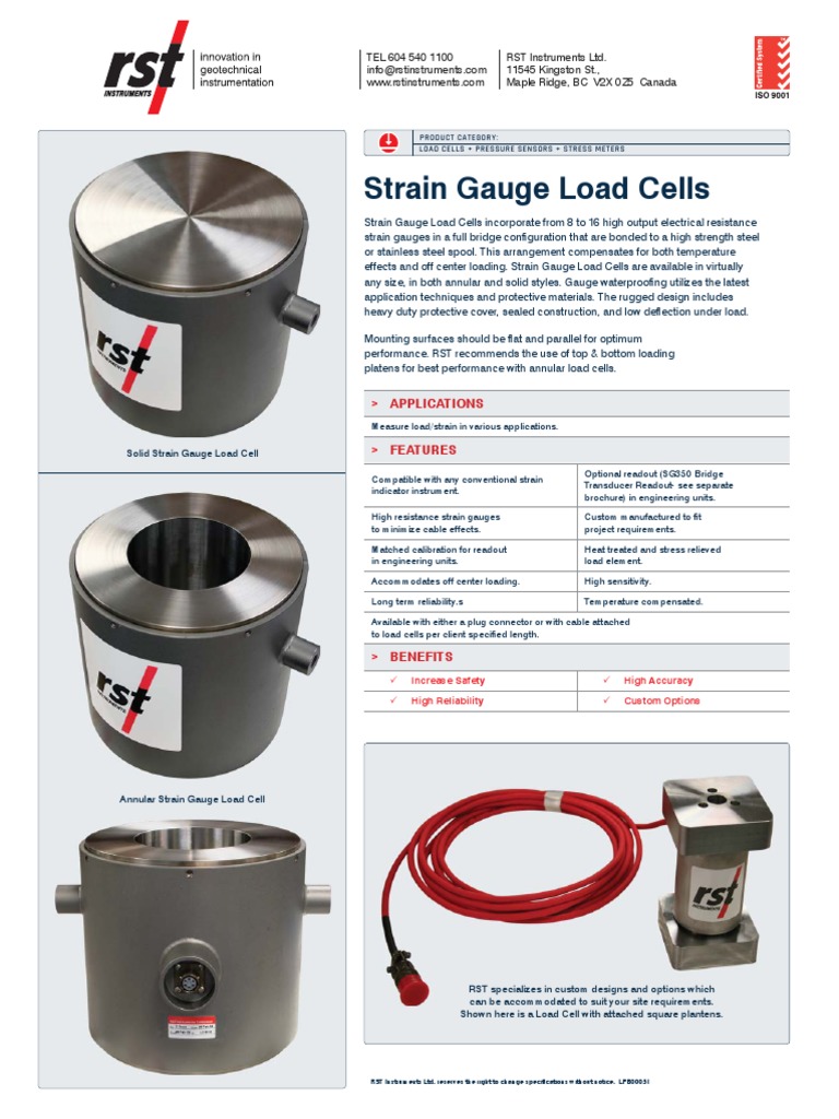 Strain Gauge Load Cells LPB0005I | PDF | Electrical Components ...