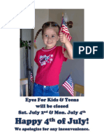 Happy 4 of July!: Eyes For Kids & Teens Will Be Closed Sat. July 2 & Mon. July 4