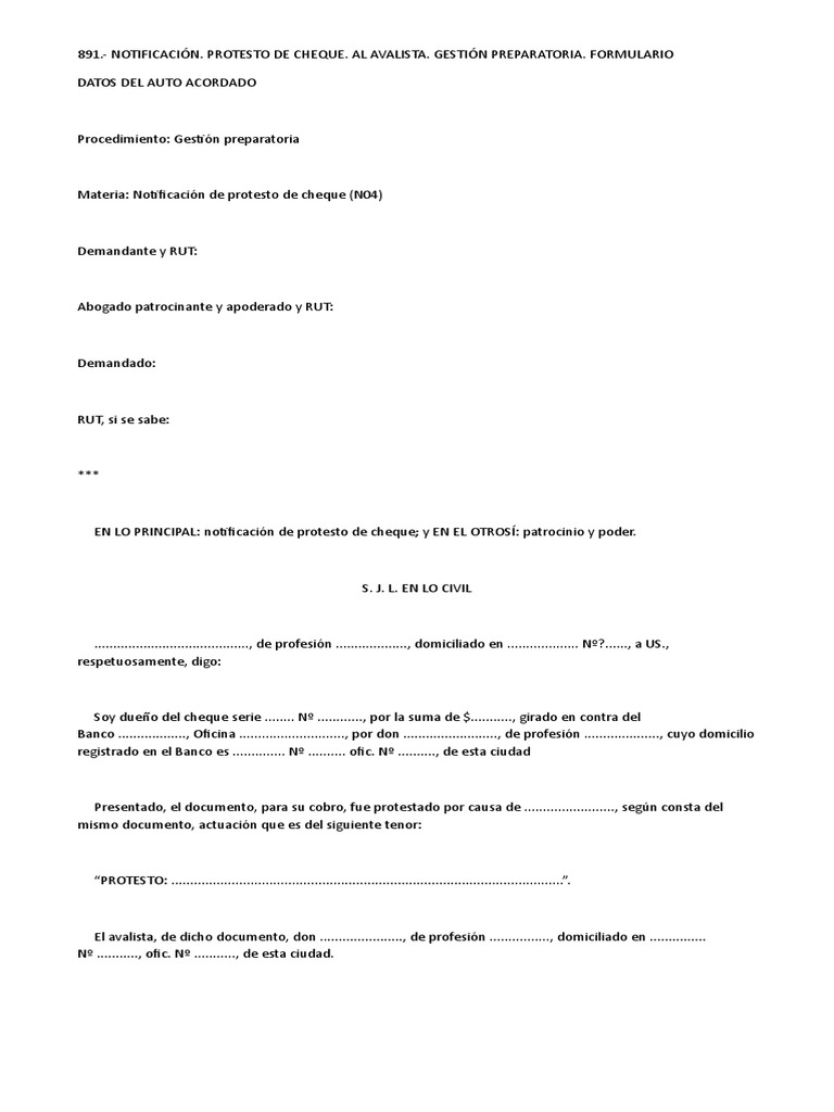 Notificación de Protesto de Cheque | PDF | Cheque | Justicia