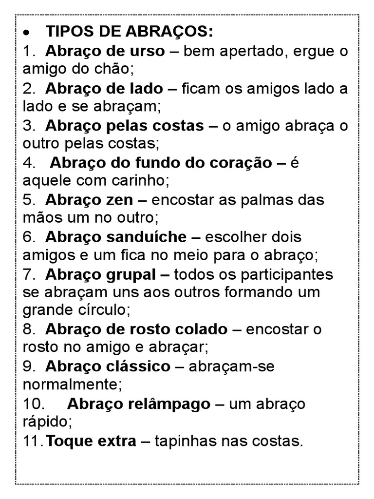 Tipos de Abraços e Seus Significados | PDF | Estilo de vida