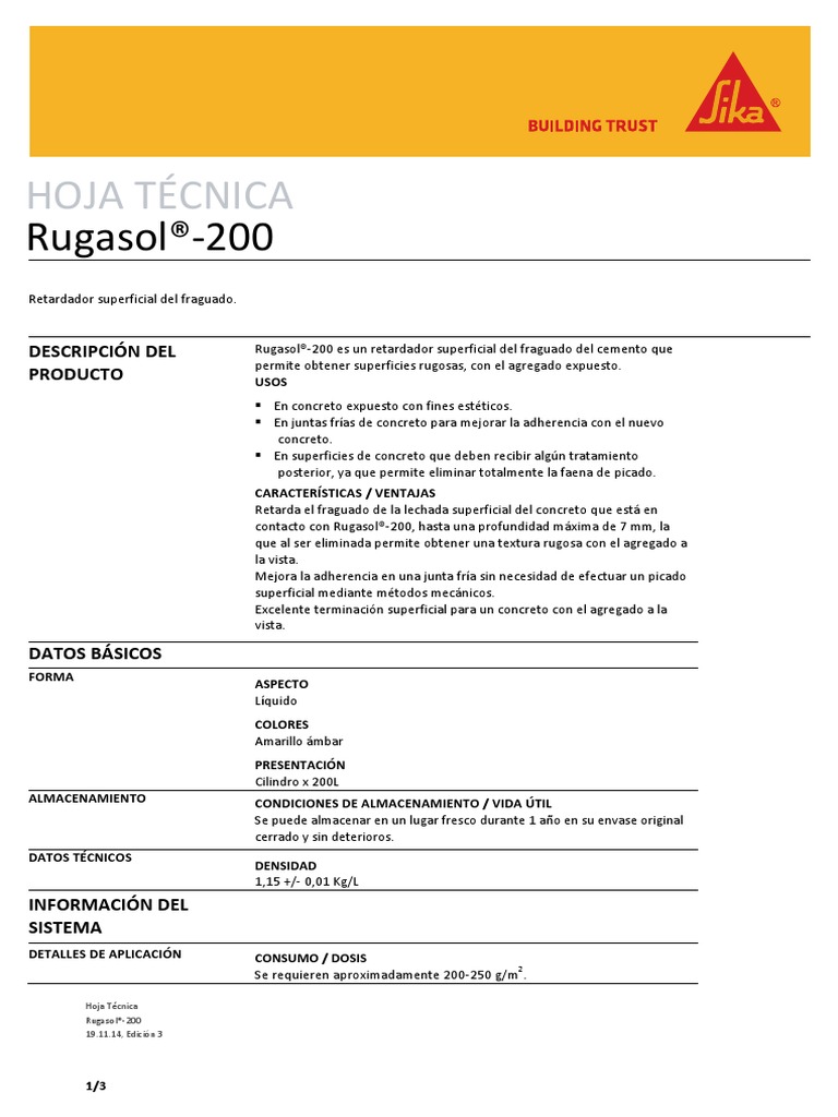 HT - Rugasol 200 | PDF | Hormigón | Naturaleza