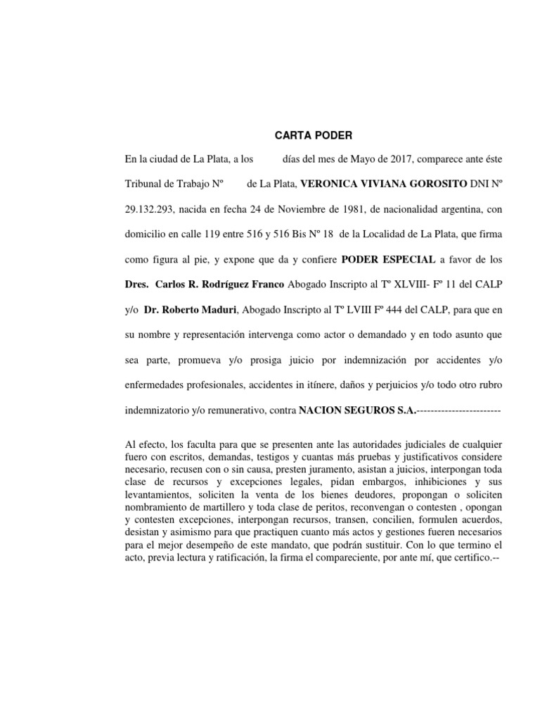 Carta Poder. Gorosito | PDF