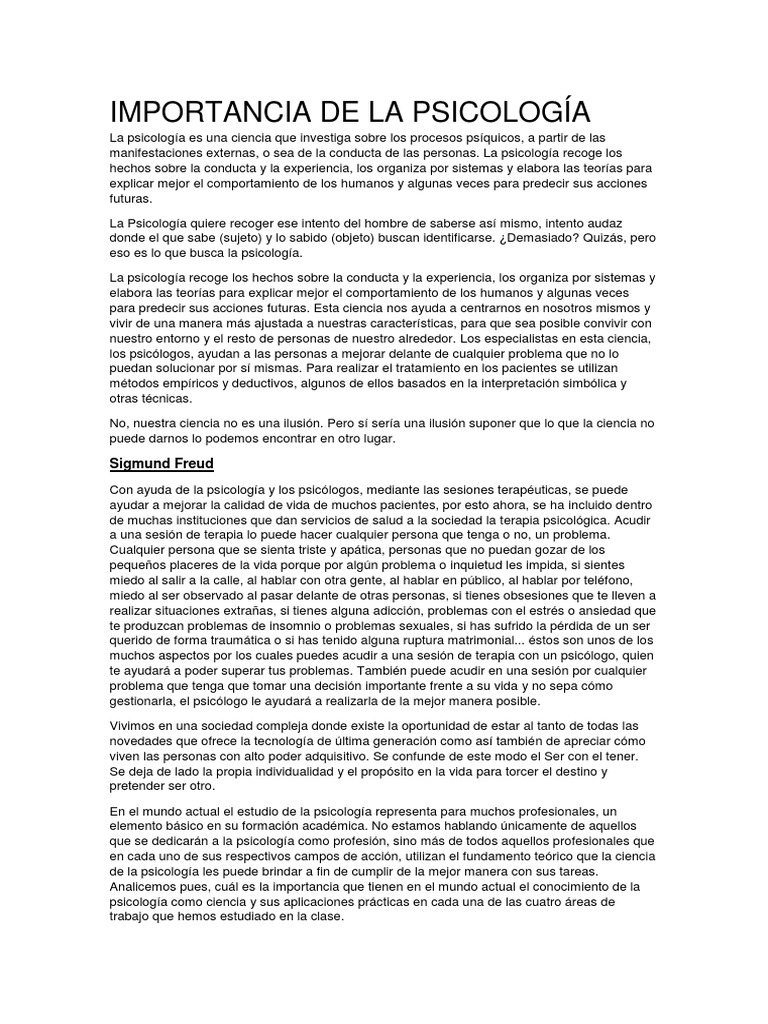 Cúal Es La Importancia de La Psicologia Como Ciencia 1 PDF Etología Comportamiento