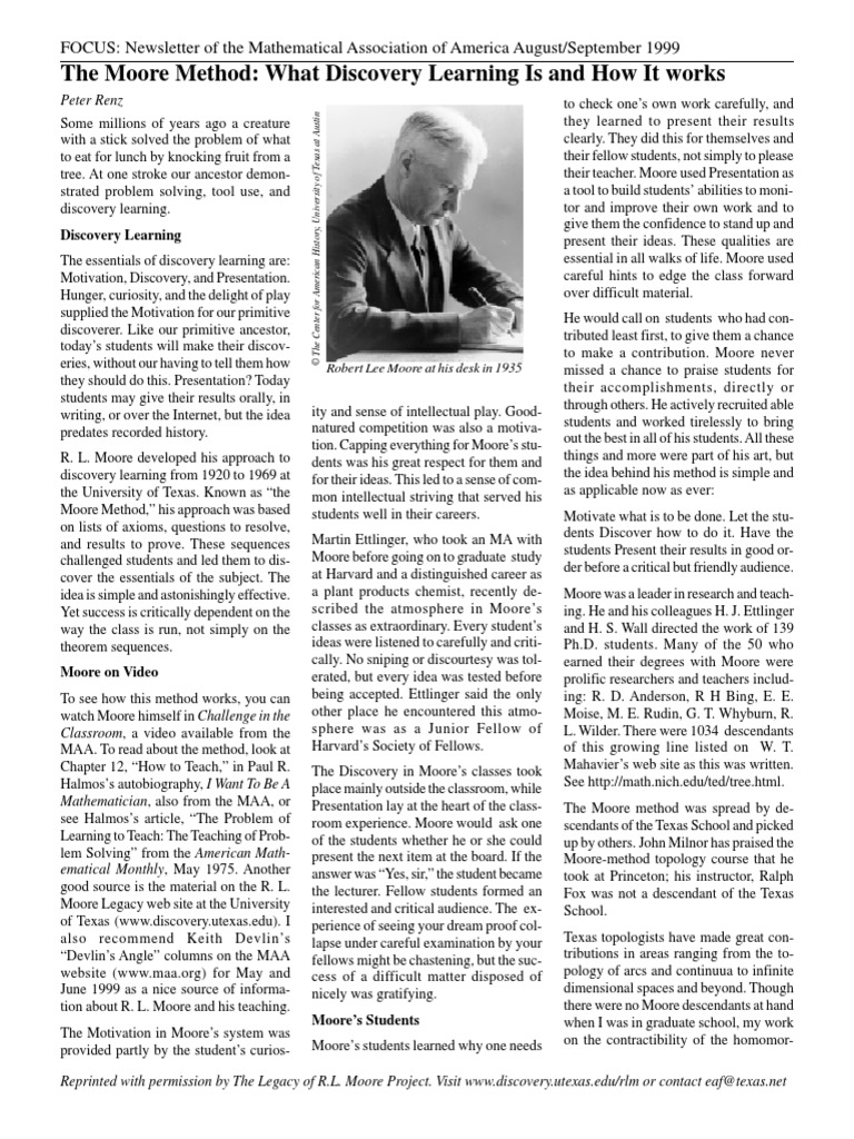 The Moore Method - What Discovery Learning Is & How It Works (Renz) PDF ...