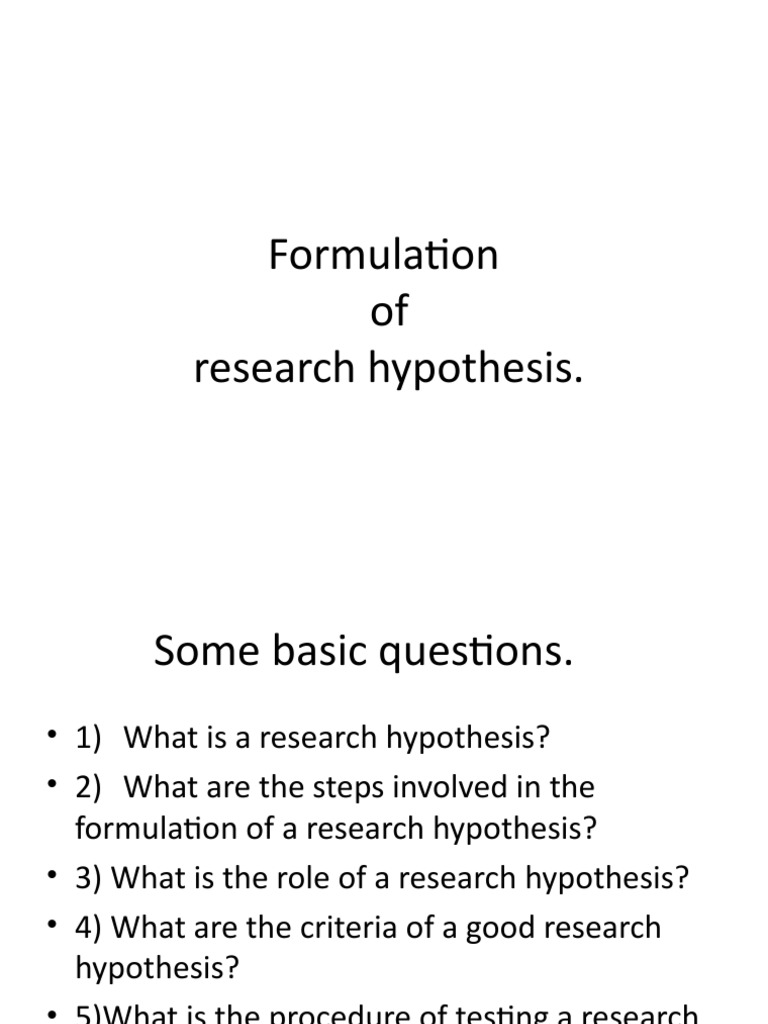 formulation of hypothesis in research