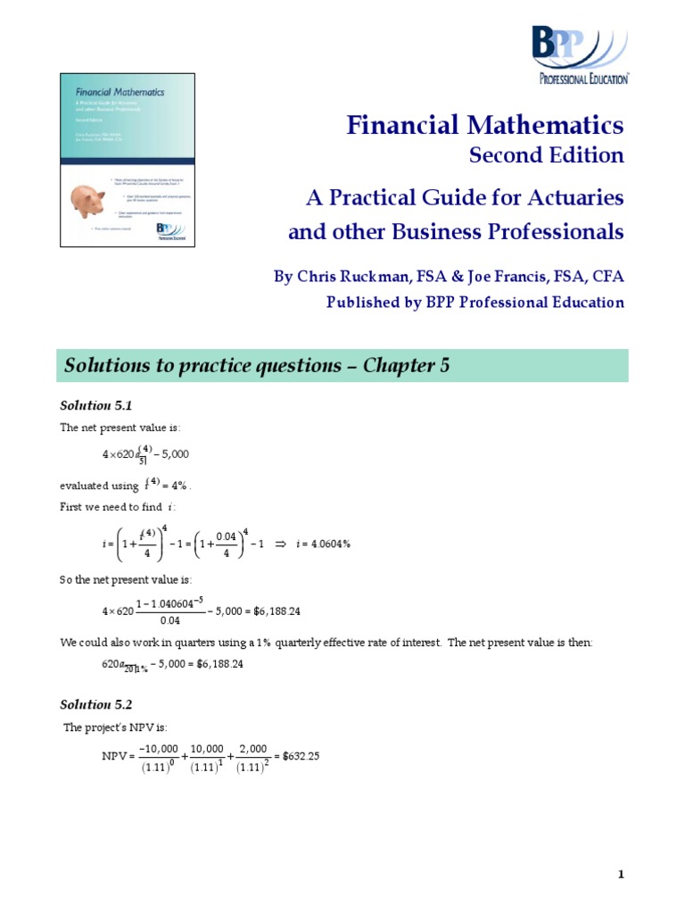 FM Textbook Solutions Chapter 5 Second Edition | PDF | Internal Rate Of ...