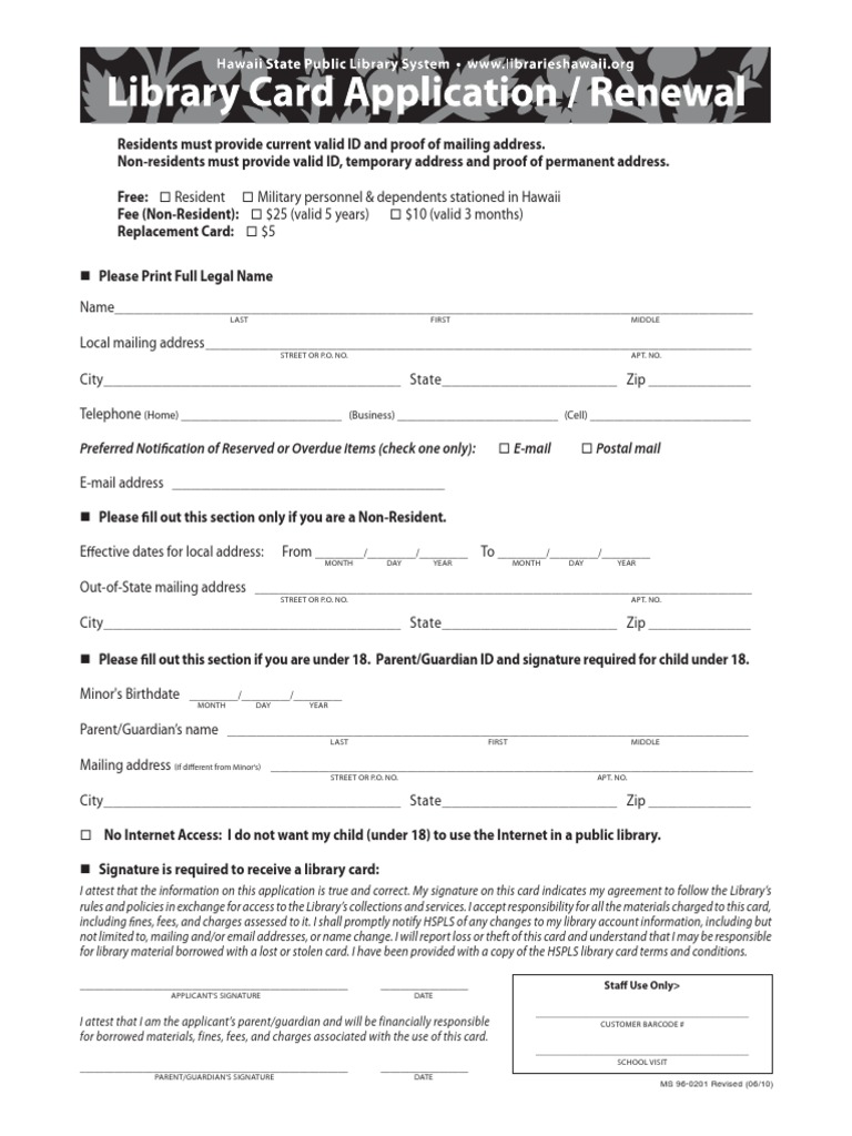 Library Card Application Guidelines | PDF | Identity Document ...