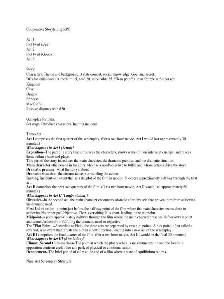 Cooperative Storytelling RPG Guide | PDF | Plot (Narrative) | Religious ...