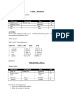 Ex No:1 Table Creation: Field Name Constraint Type Size