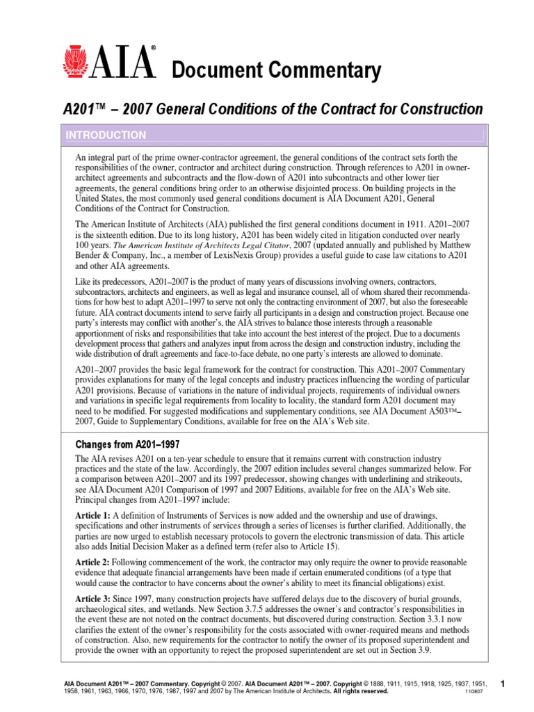 Aia general conditions of the contract for construction