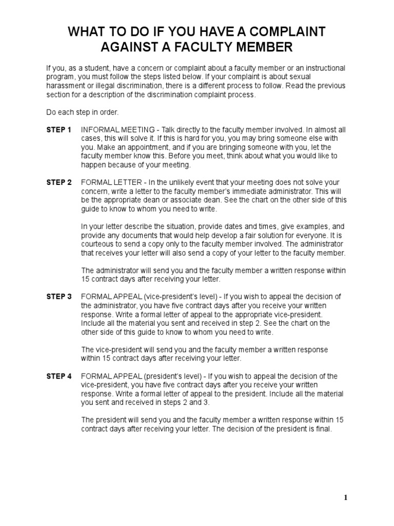 Complaint Process for Students | PDF | Dean (Education) | Complaint