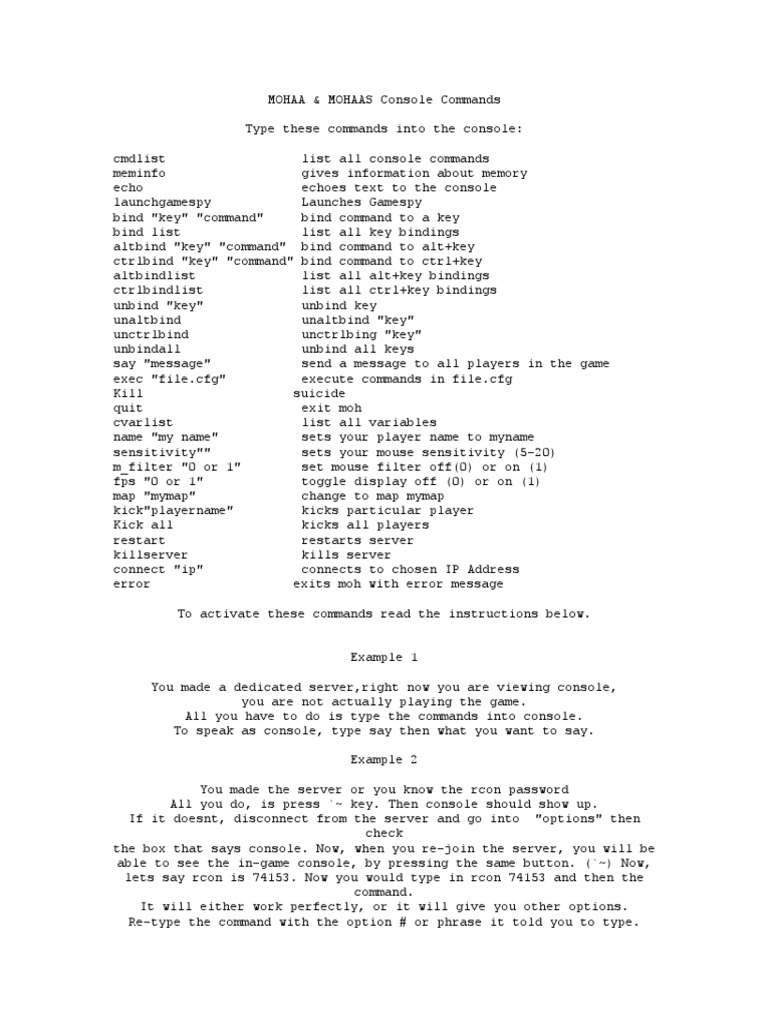 Console Commands PDF Command Line Interface Cyberspace