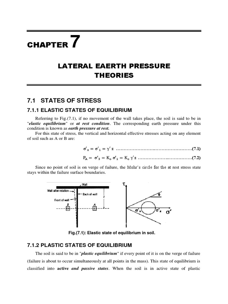 Lateral Earth Pressure Theories | PDF | Stress (Mechanics) | Soil