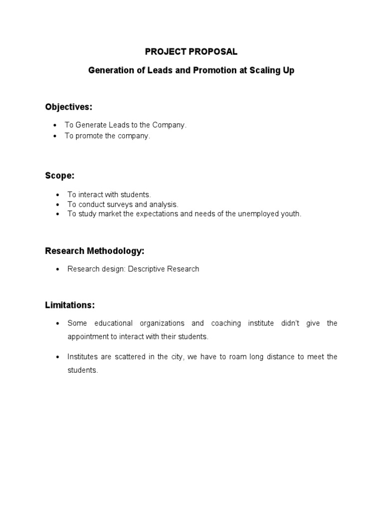 Project Praposal Scaling Up | PDF
