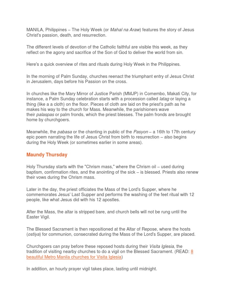 Holy Week Pdf Easter Liturgical Calendar