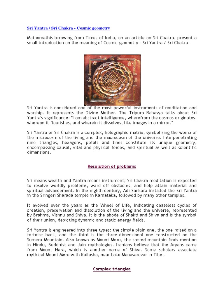 Shri Yantra | PDF | Devi | Hindu Tantra