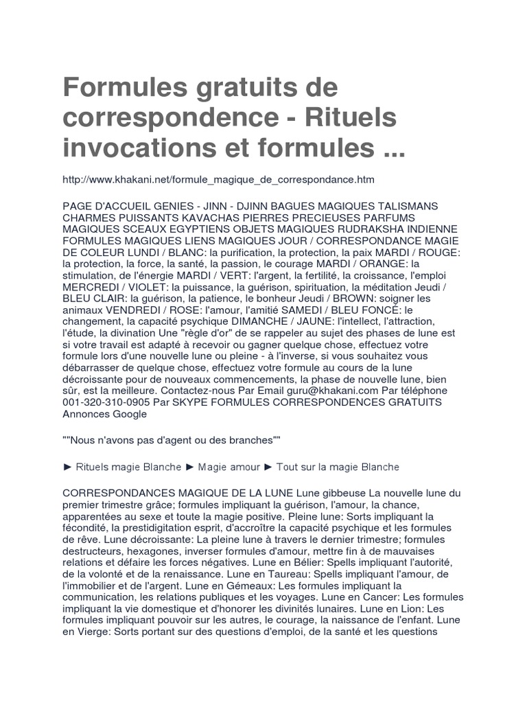 La Wicca Magie Blanche Et Art De Vivre Pdf Formules Gratuits de Correspondence | PDF | Magie (Paranormal) | Rouge