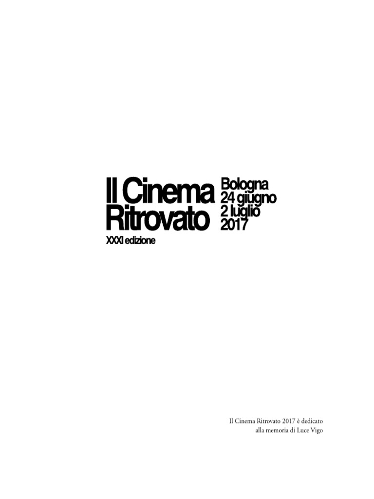 Il Cinema Ritrovato 2017 PDF Immagine