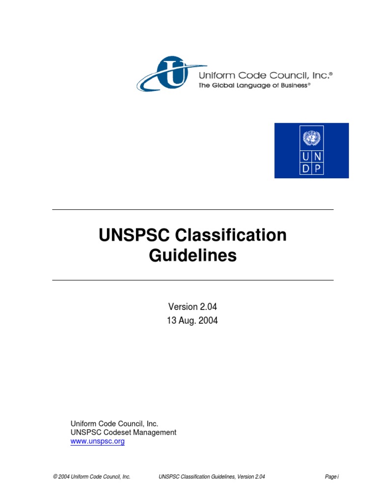 UNSPSC Classification Guidelines: Uniform Code Council, Inc. UNSPSC ...