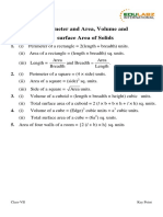 Perimeter and Area, Volume and Surface Area of Solids: 1. (I) Perimeter of A Rectangle 2 (Length + Breadth) Units