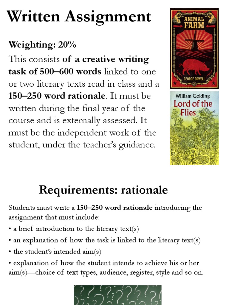 Written Assignment: Weighting: 20% Task of 500-600 Words Linked To One ...