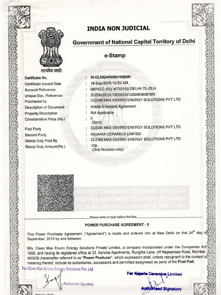 Kajaria Ceramics LTD Ppa PDF Sustainable Development Electrical