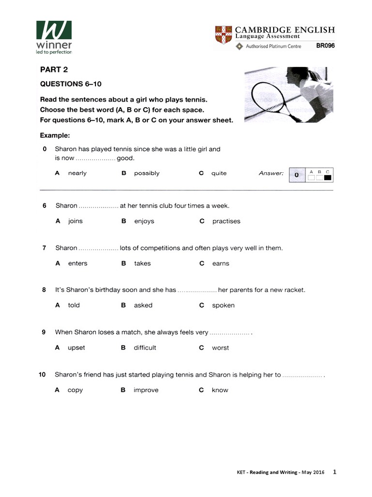 KET Reading and Writing May 2016 PDF