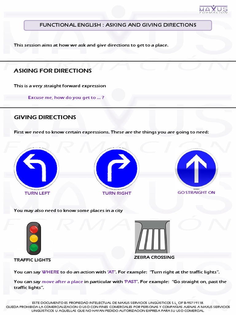 Funtional English - Asking and Giving Directions | PDF | Transport ...