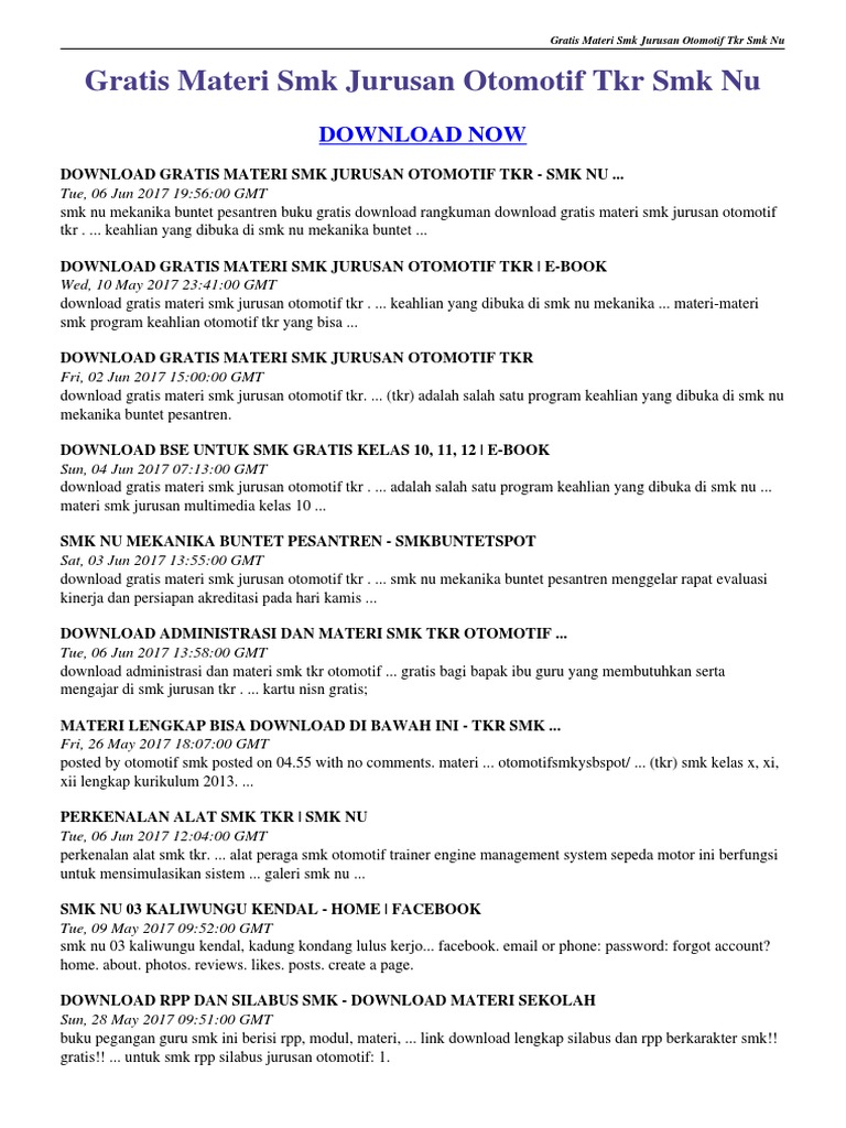 Gratis Materi Smk Jurusan Otomotif Tkr Smk Nu