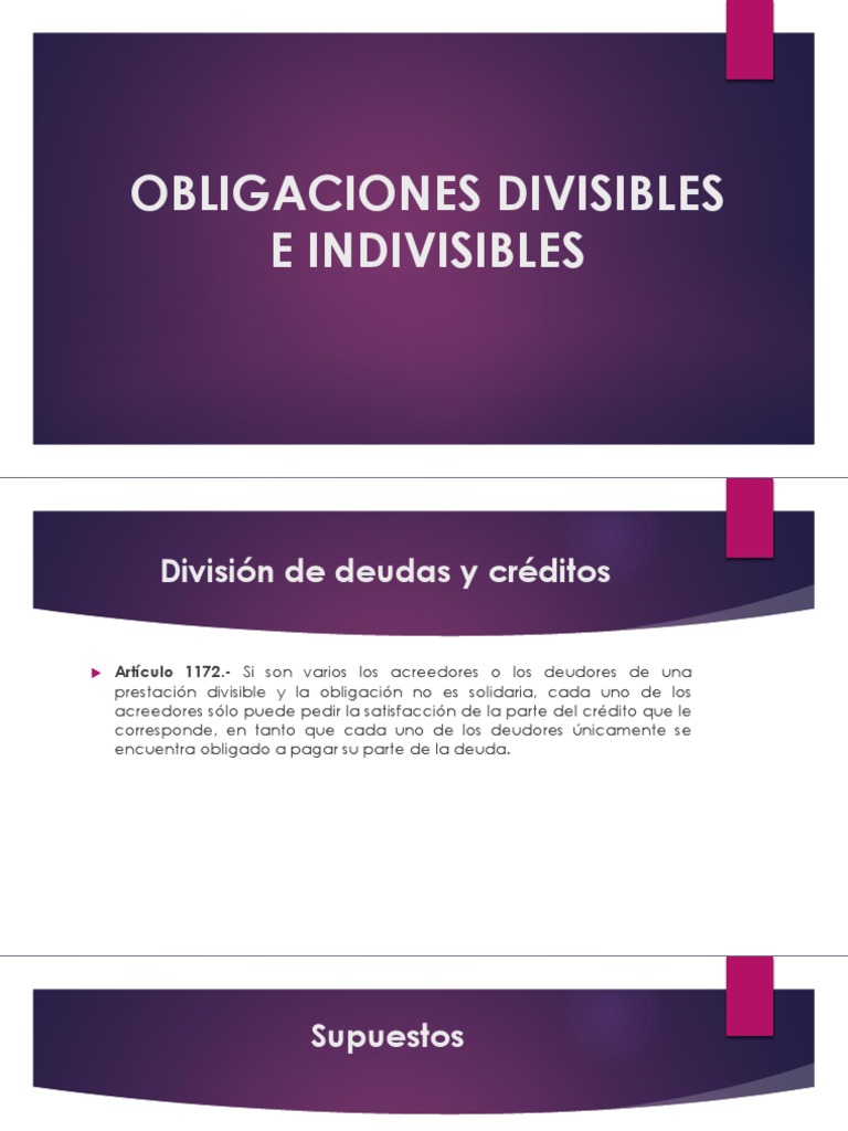 Obligaciones Divisibles E Indivisibles Pagos Dinero Free 30 day 