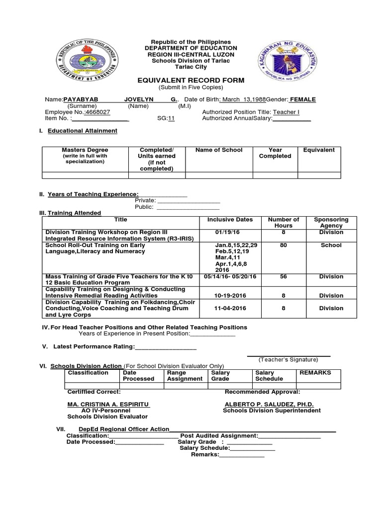 Erf Form Final Jov | Quality Of Life | Teachers