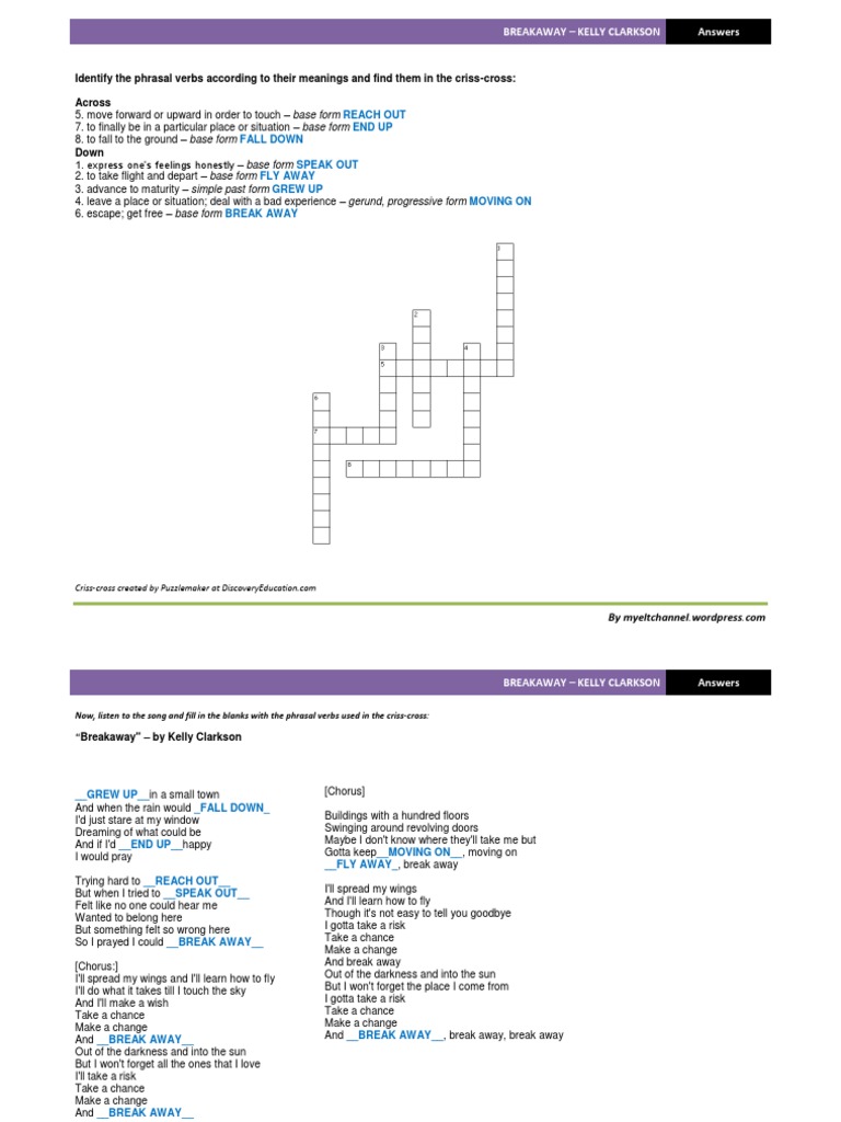Breakaway Kelly Clarkson Answers scribd