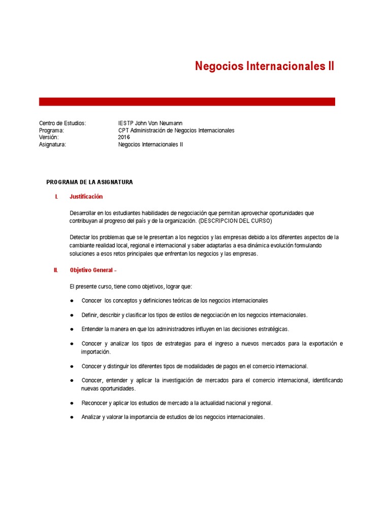 Negocios Internacionales II | PDF | El comercio internacional | Lectura ...
