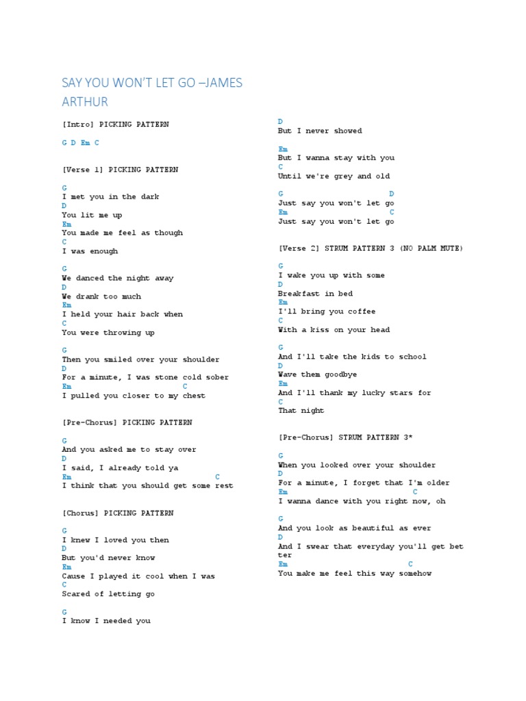 Say You Won't Let Go Guitar Chords Song Structure Songs