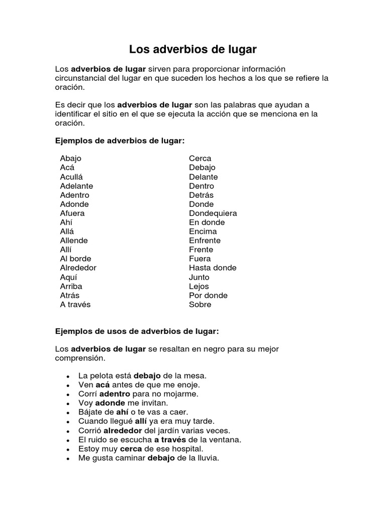 Guía de Adverbios y Ejemplos | PDF | Adverbio | Palabra