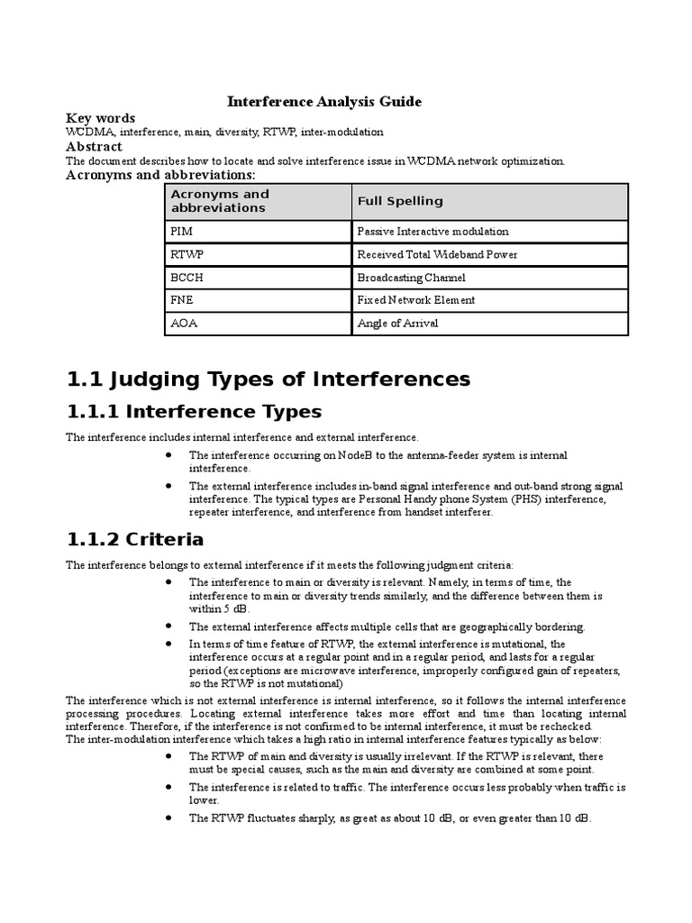 WCDMA Interference Analysis Guide | PDF | Antenna (Radio ...