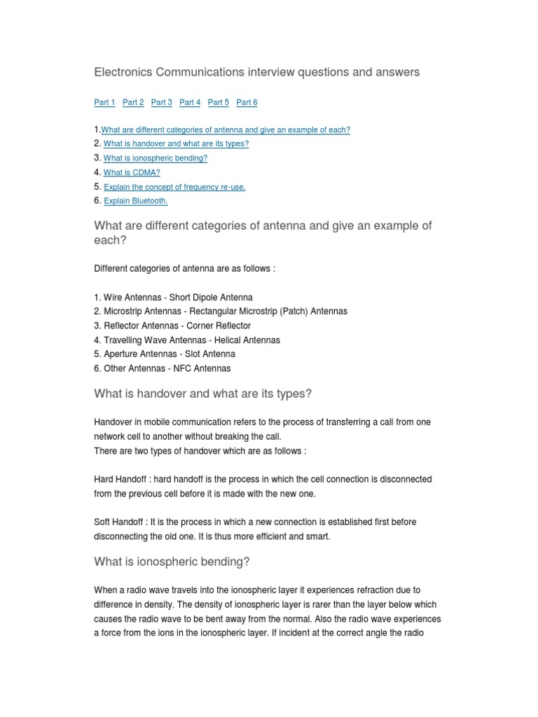 Communications Interview Questions and Answers PDF Digital Signal