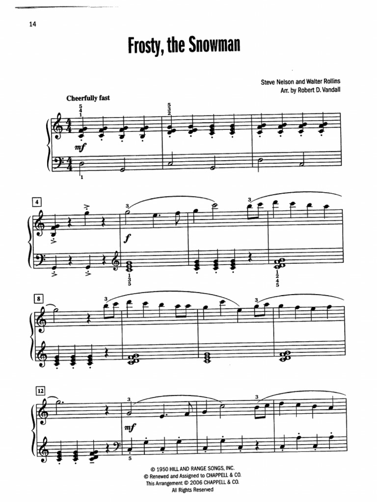 Frosty The Snowman | PDF for Free Printable Frosty The Snowman Sheet Music