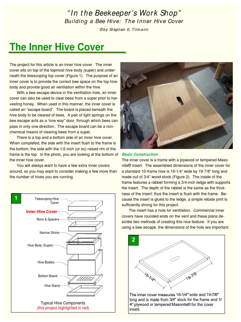 Inner Cover Plans PDF Beehive Beekeeper