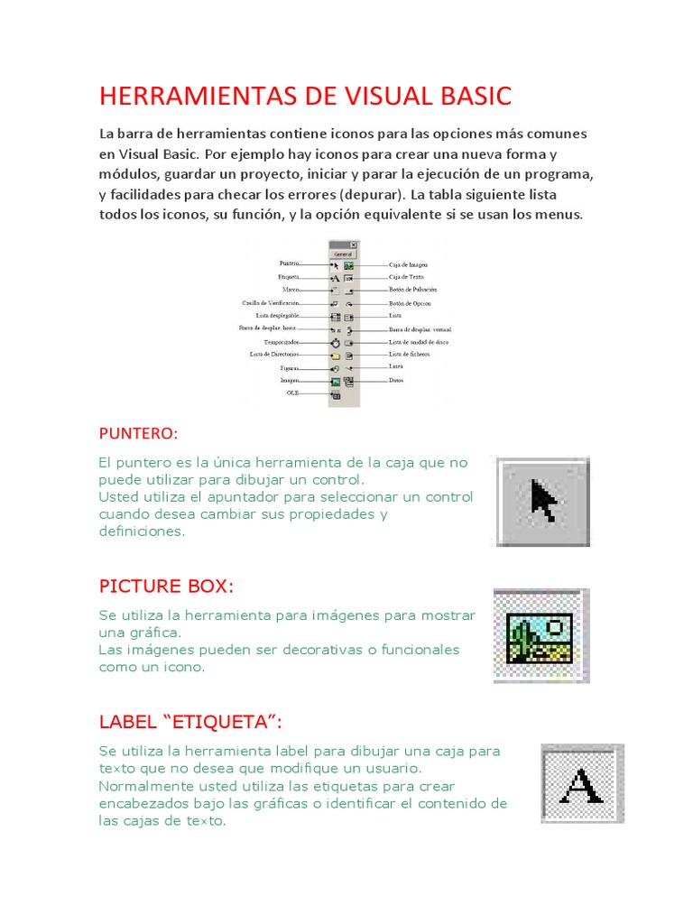 Herramientas de Visual Basic | PDF | Básico | Archivo de computadora