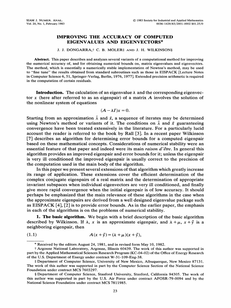 Enhancing Eigenvalue Accuracy Methods | PDF | Eigenvalues And ...