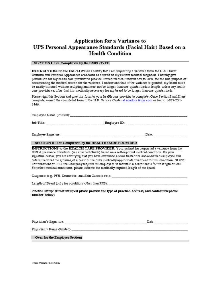 UPS Variance Request for Facial Hair | PDF | Beard | Health Professional