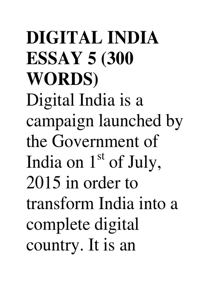 Digital India Essay 5 Information Age Digital Technology