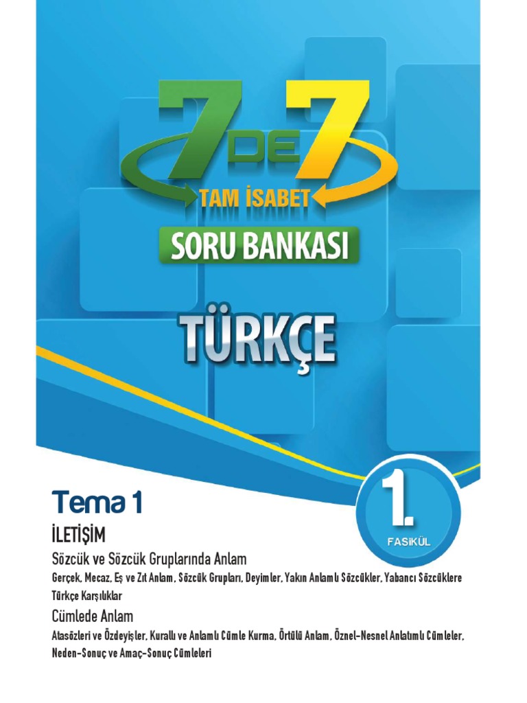7. Sınıf Türkçe Tam İsabet Soru Bankası